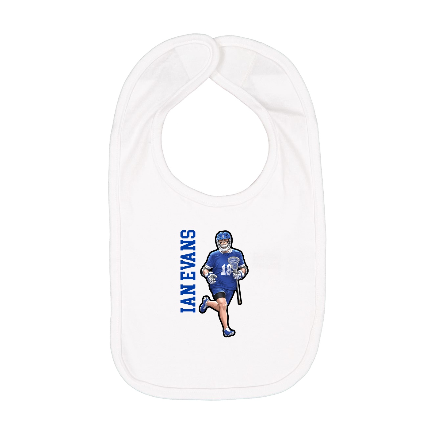 Infant Bib — Name Vertical in White