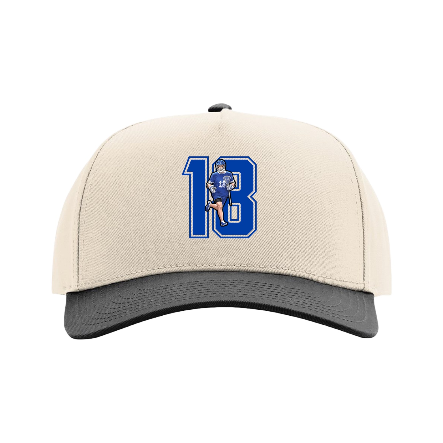 Full Fabric Five-Panel Champ Cap — Number in Cream/Black