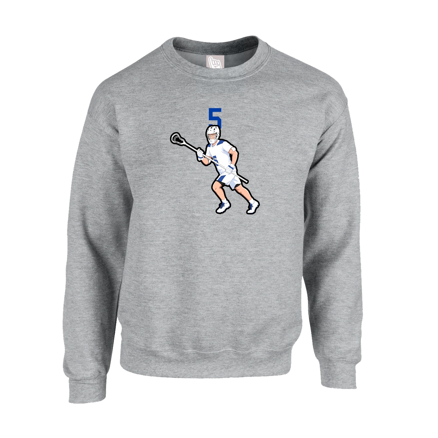 Fleece Crew — Number Top in Grey