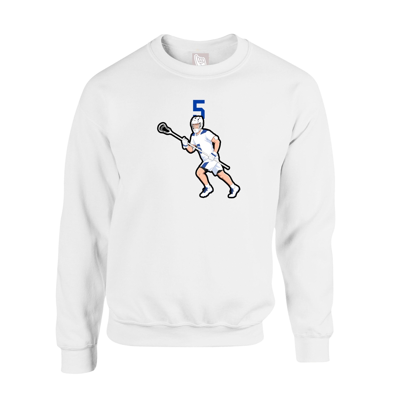 Fleece Crew — Number Top in White