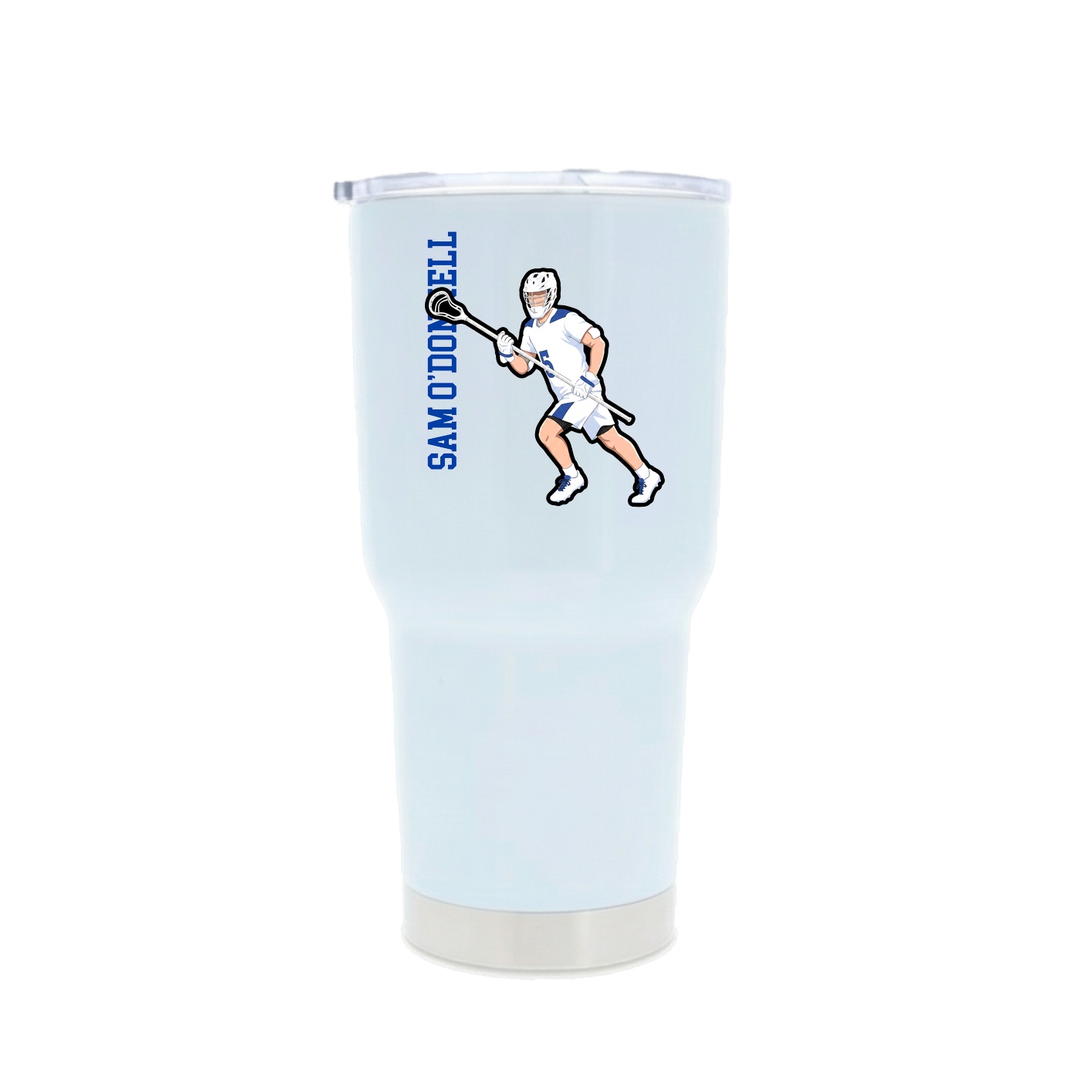 30oz Stainless Steel Tumbler — Name Vertical in White