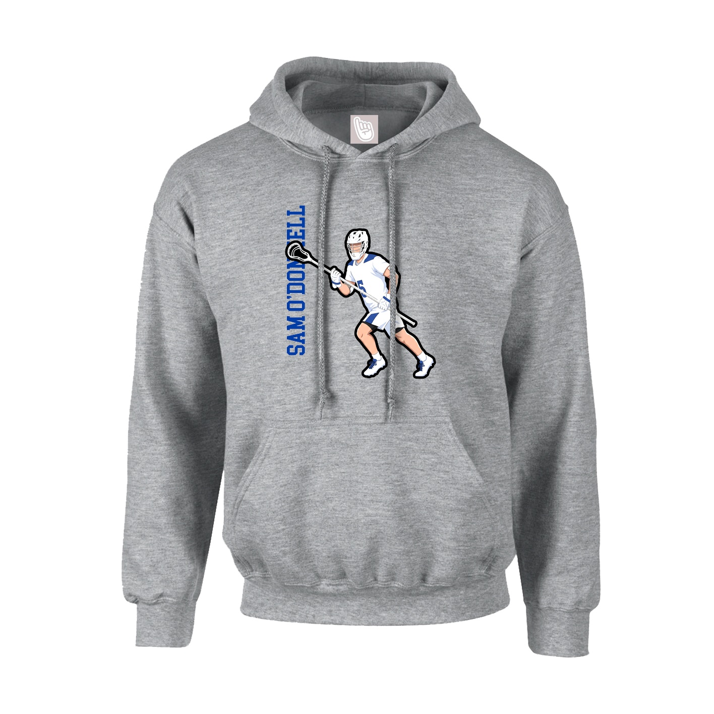 Hoodie — Name Vertical in Grey