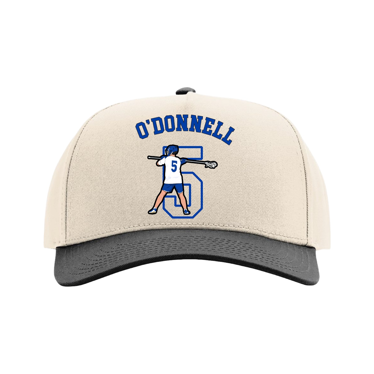 Full Fabric Five-Panel Champ Cap — Shirsey Arch in Cream/Black