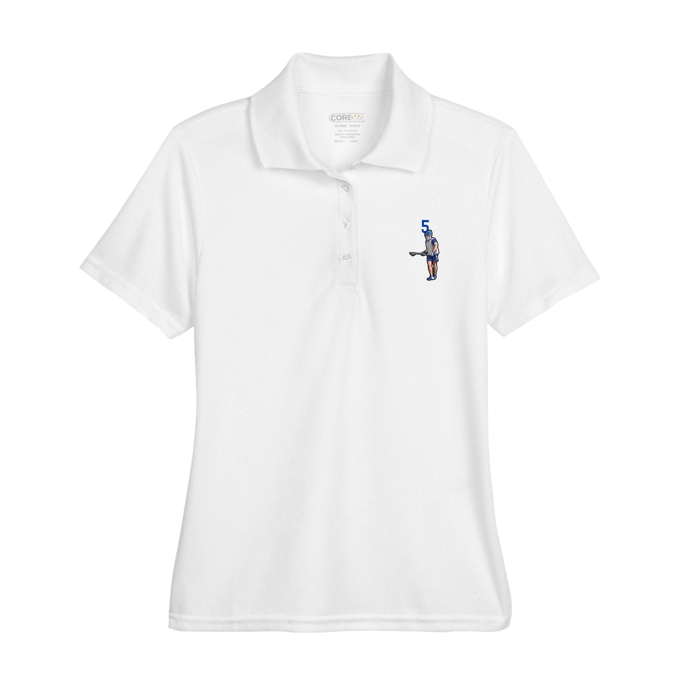 Womens Performance Polo — Number Top in White