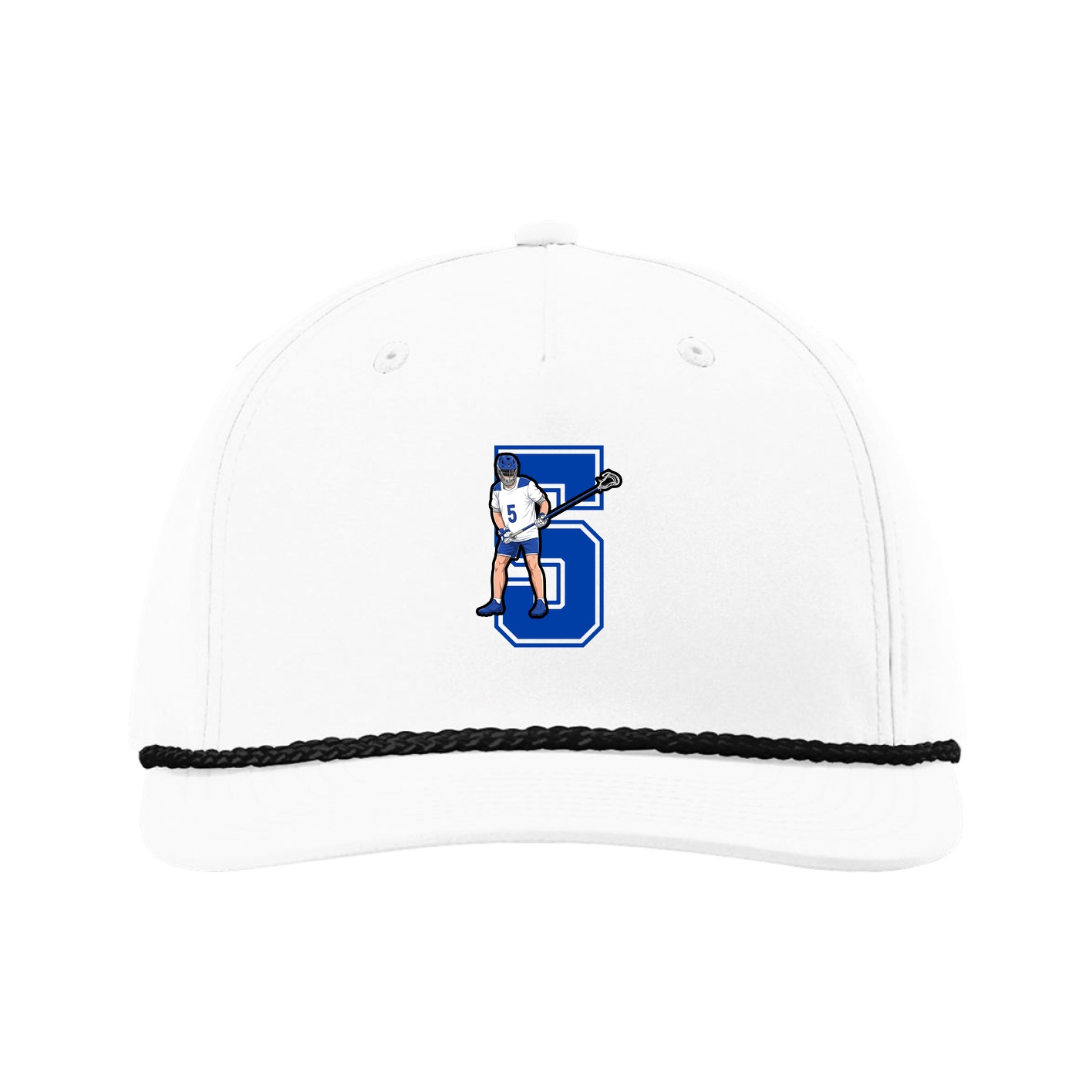 Five-Panel Classic Rope Cap — Number in White