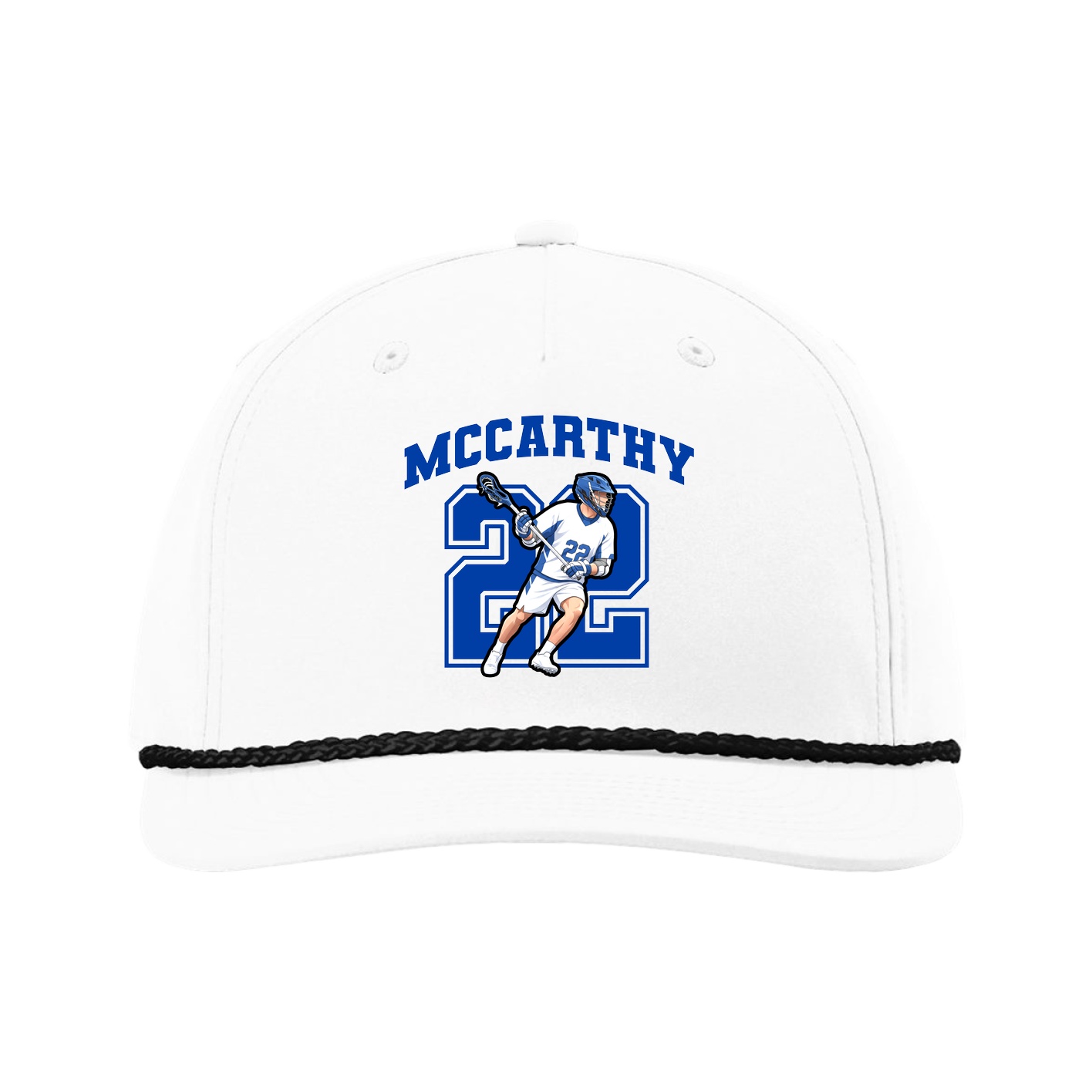 Five-Panel Classic Rope Cap — Number in White