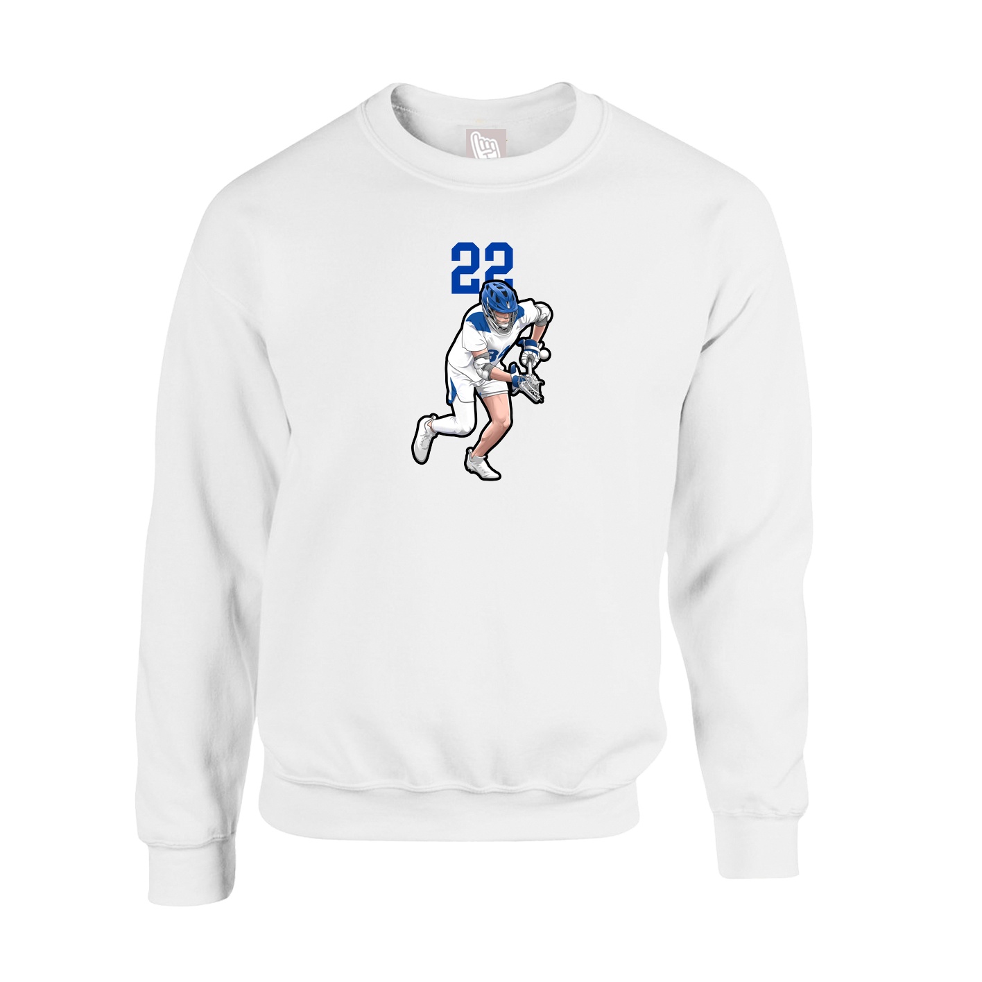 Fleece Crew — Number Top in White