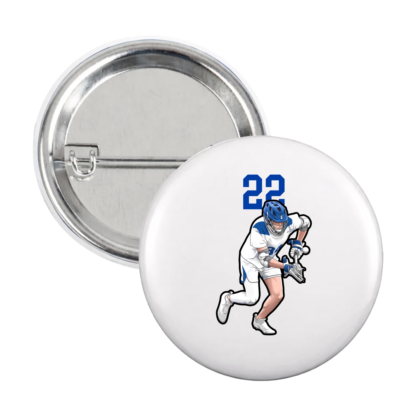 Game Day Button — Number Top in White