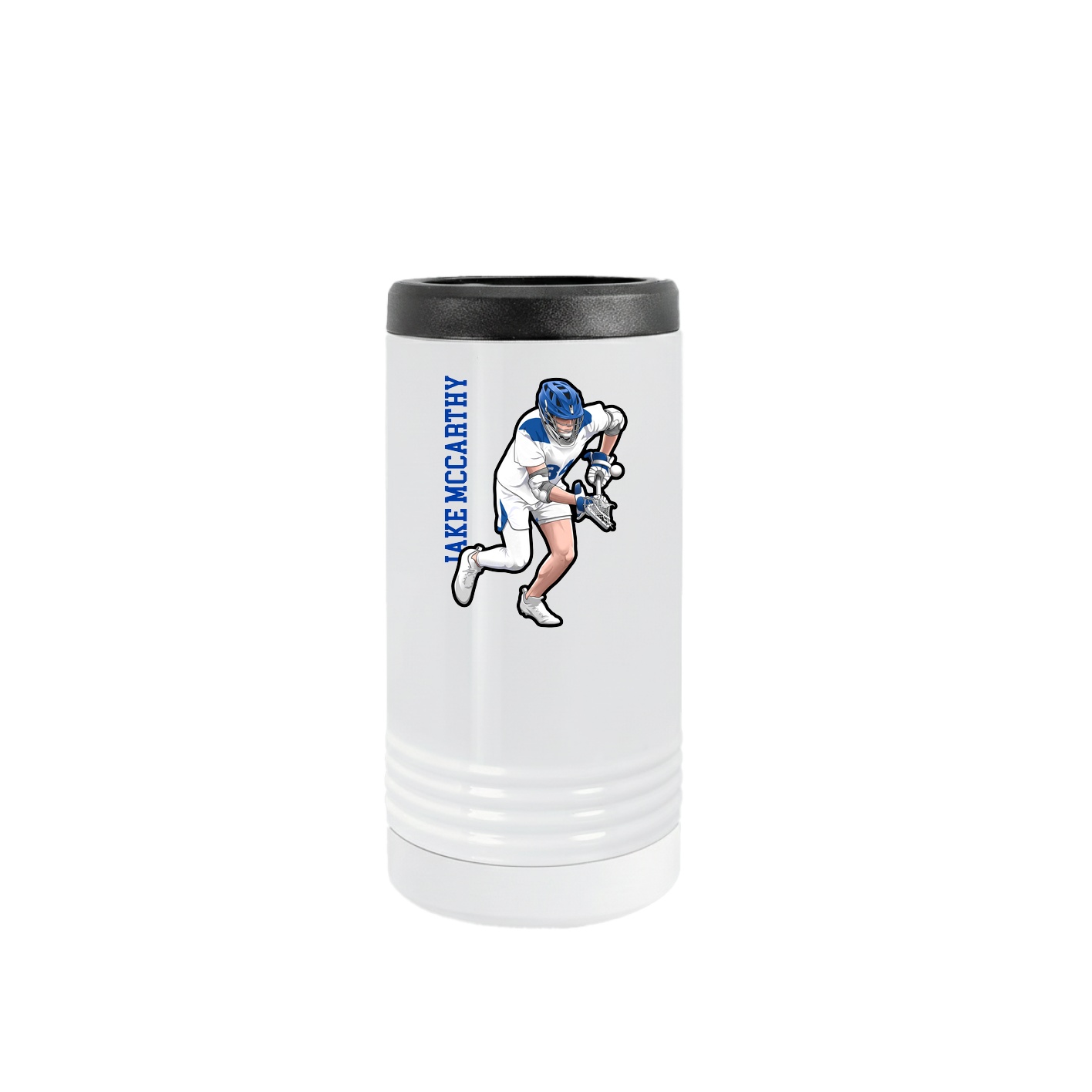 Slim Beverage Holder — Name Vertical in White