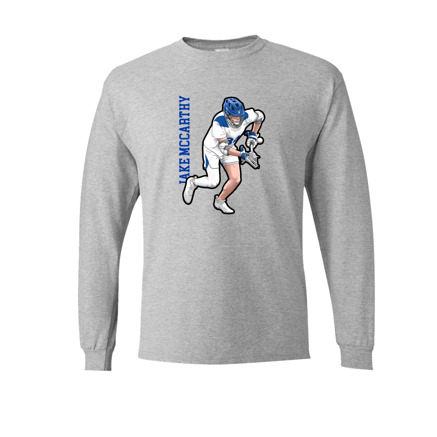 Long Sleeve Tee — Name Vertical in Grey