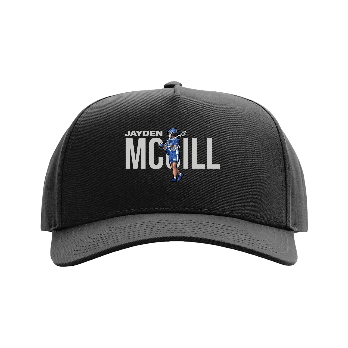 Full Fabric Five-Panel Champ Cap — Player Name in Black