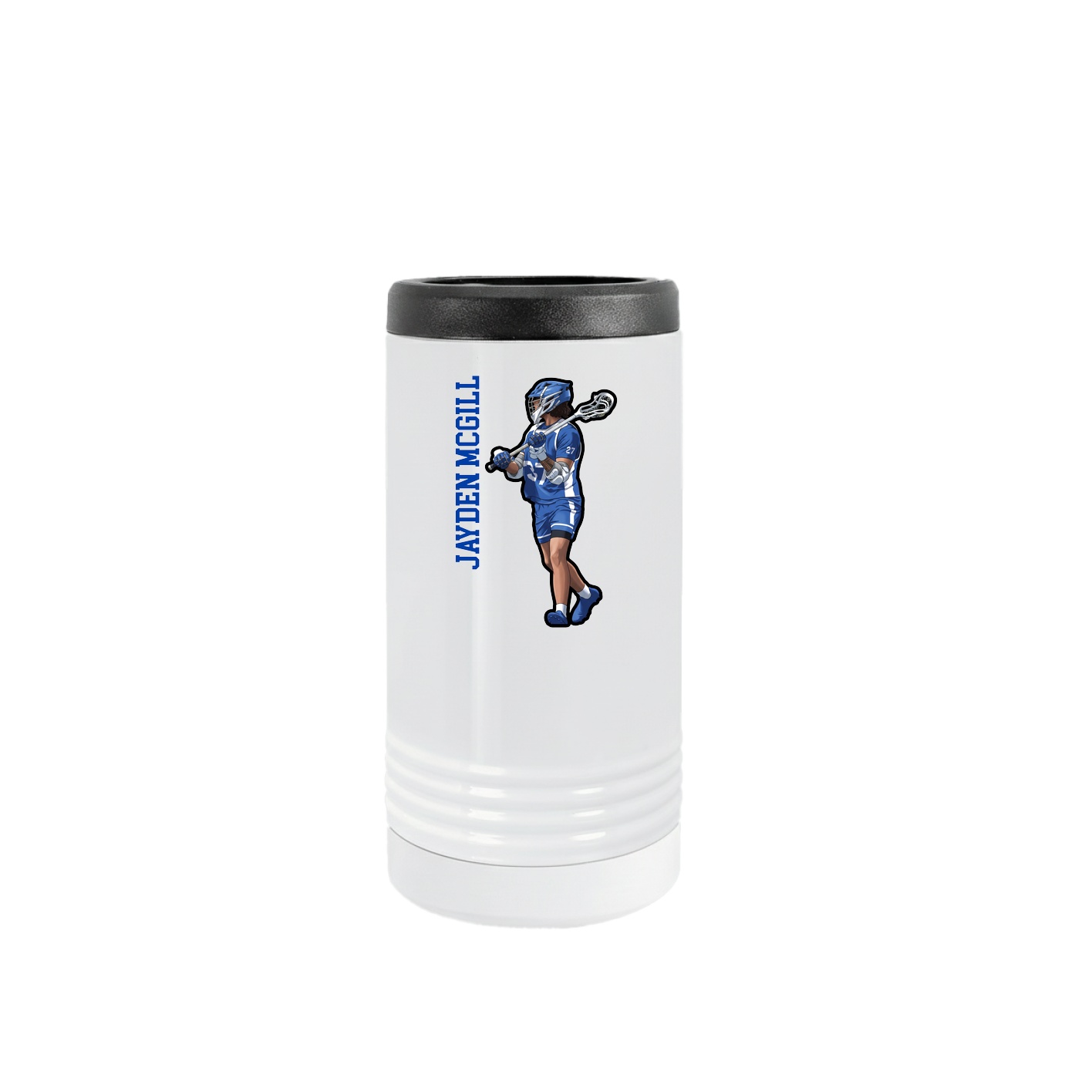 Slim Beverage Holder — Name Vertical in White