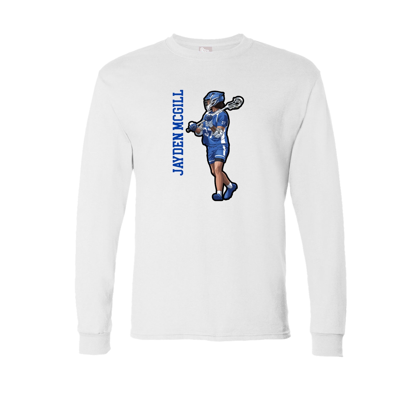 Long Sleeve Tee — Name Vertical in White