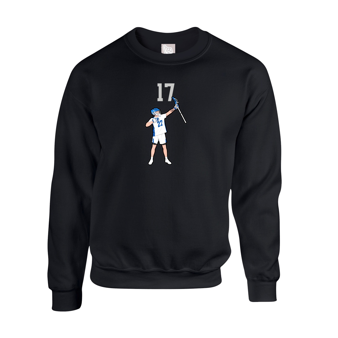 Fleece Crew — Number Top in Black