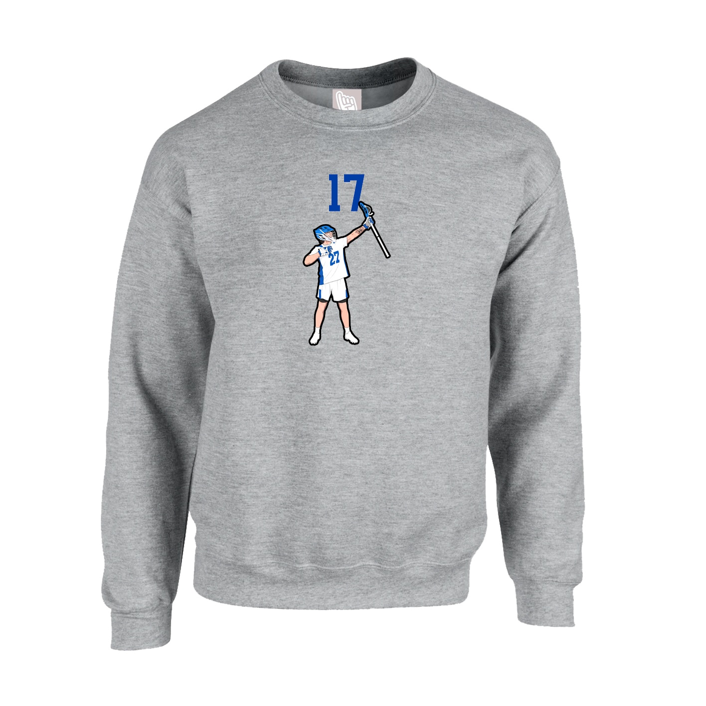 Fleece Crew — Number Top in Grey
