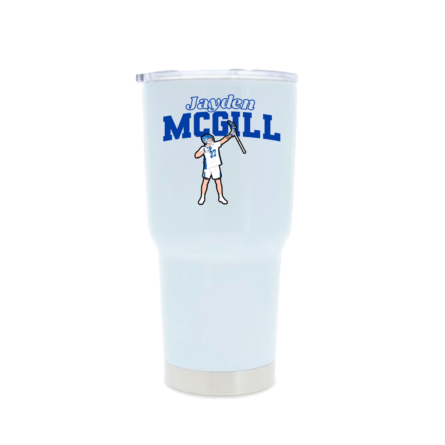 30oz Stainless Steel Tumbler — Name Arch in White