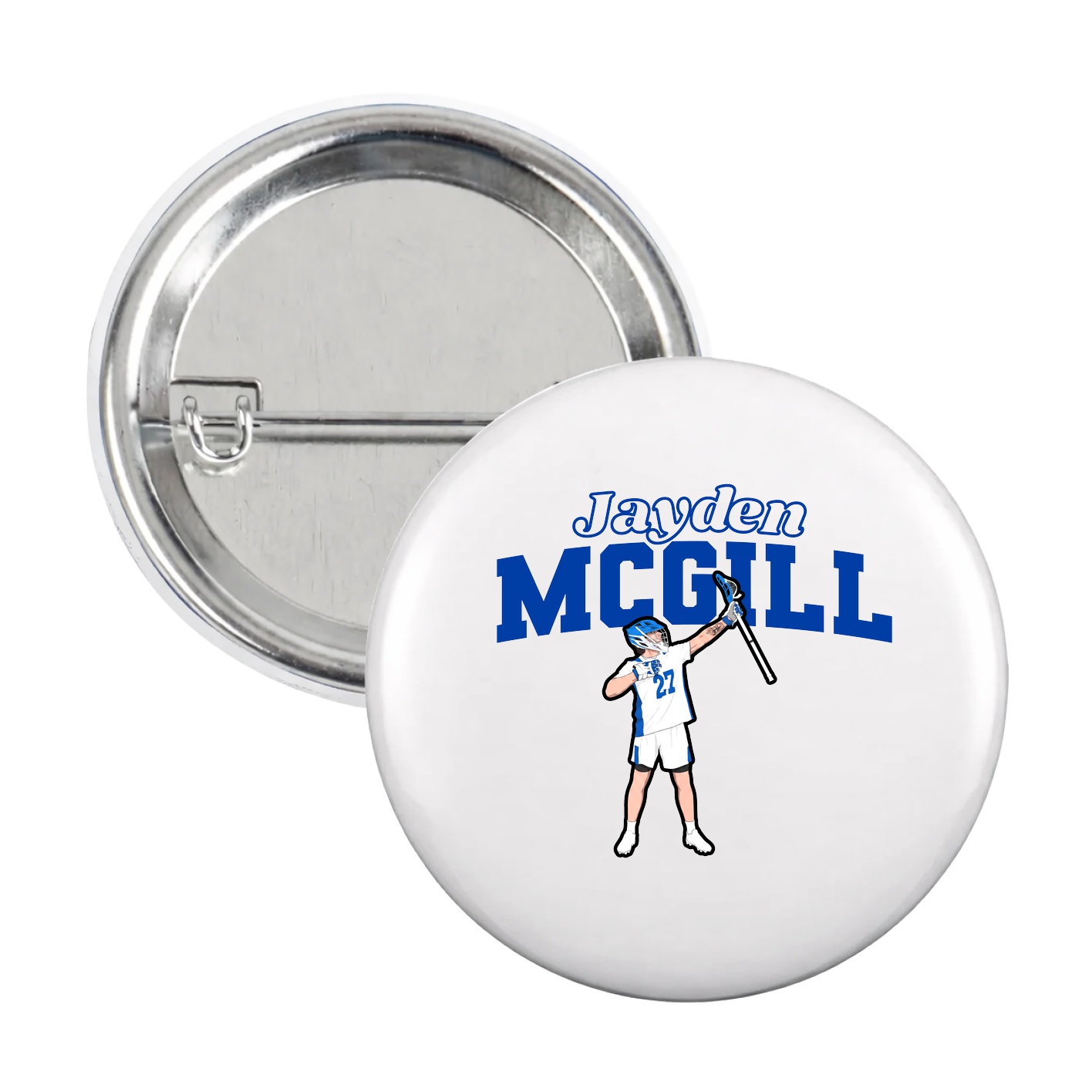Game Day Button — Name Arch in White