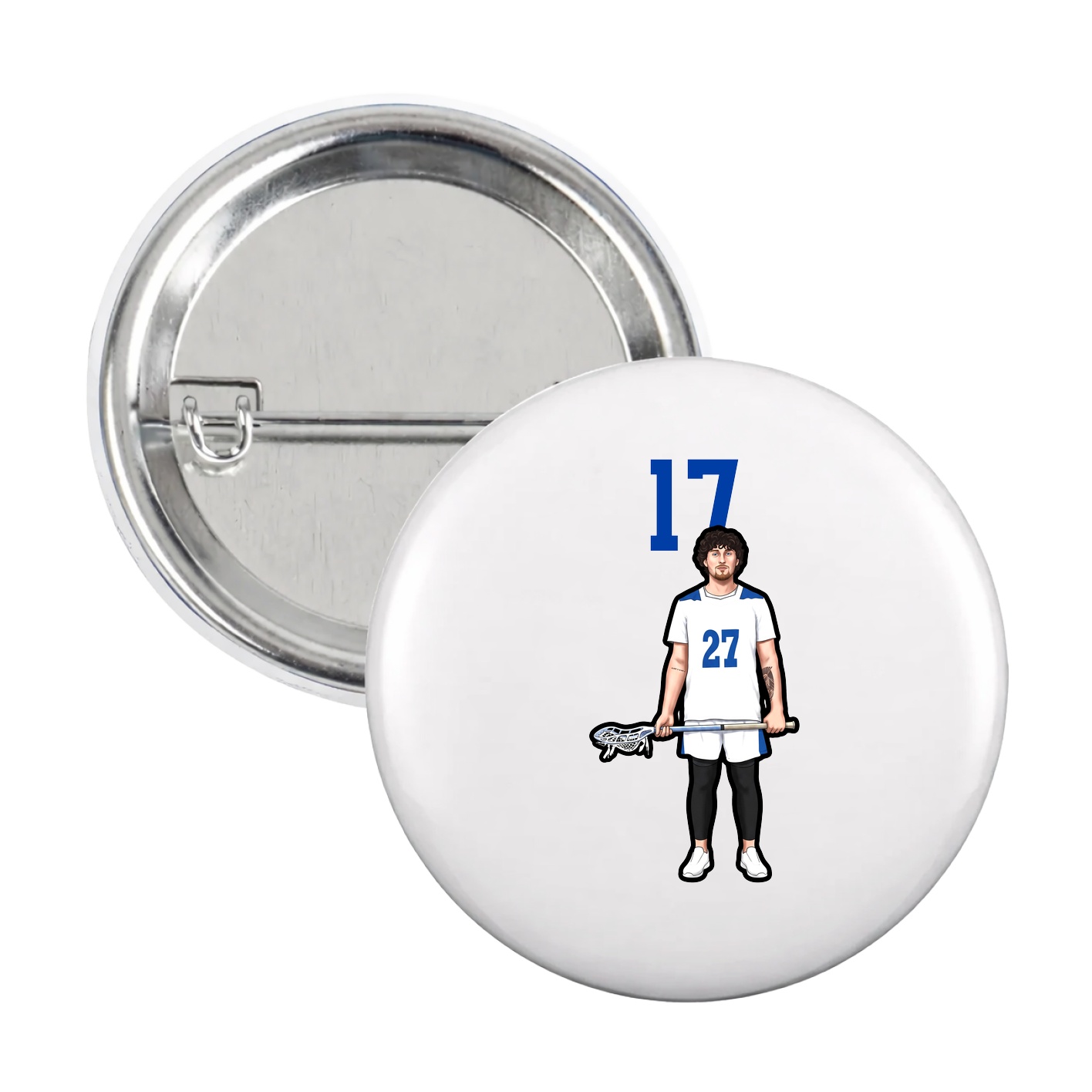Game Day Button — Number Top in White