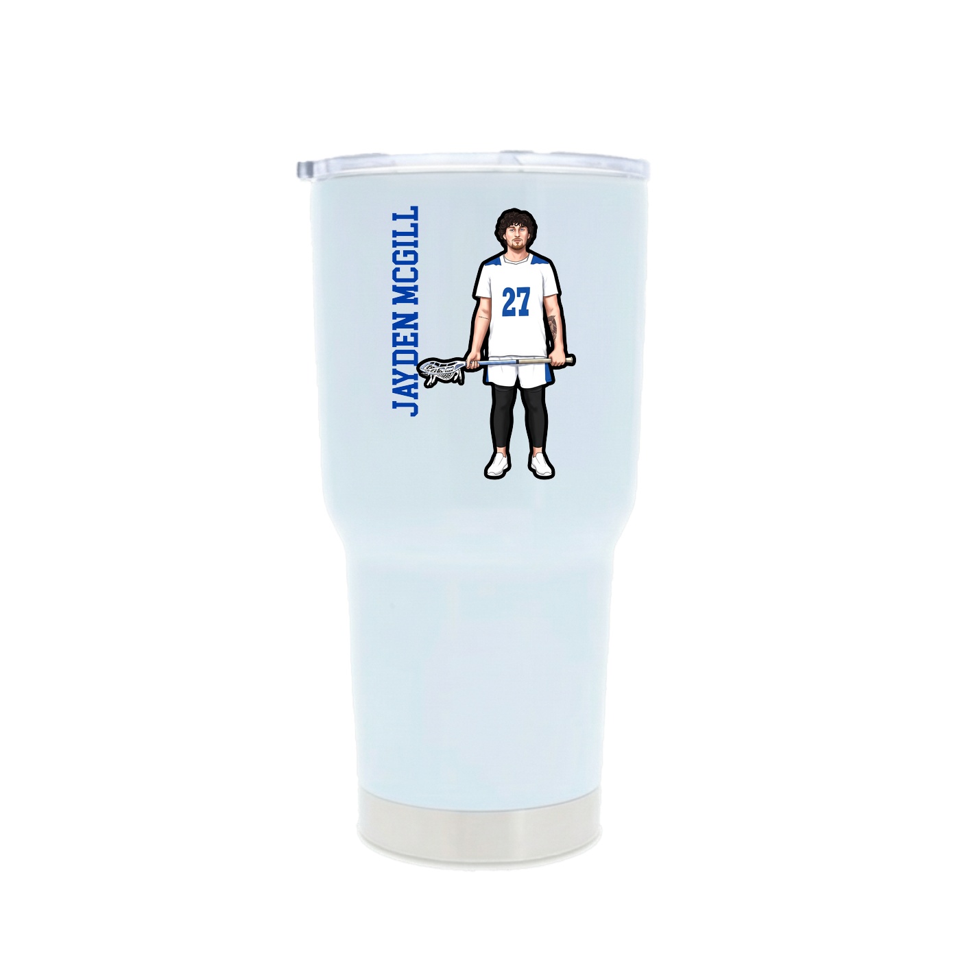 30oz Stainless Steel Tumbler — Name Vertical in White