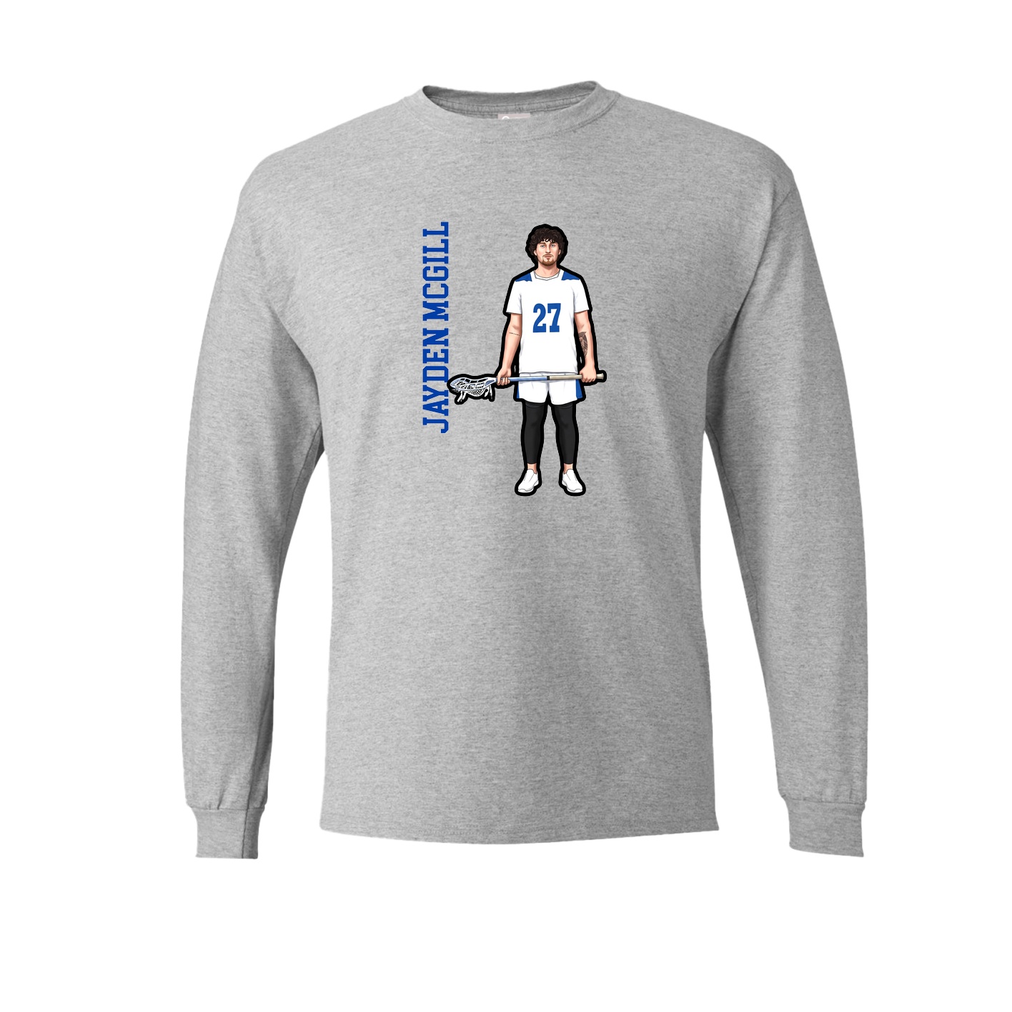 Long Sleeve Tee — Name Vertical in Grey