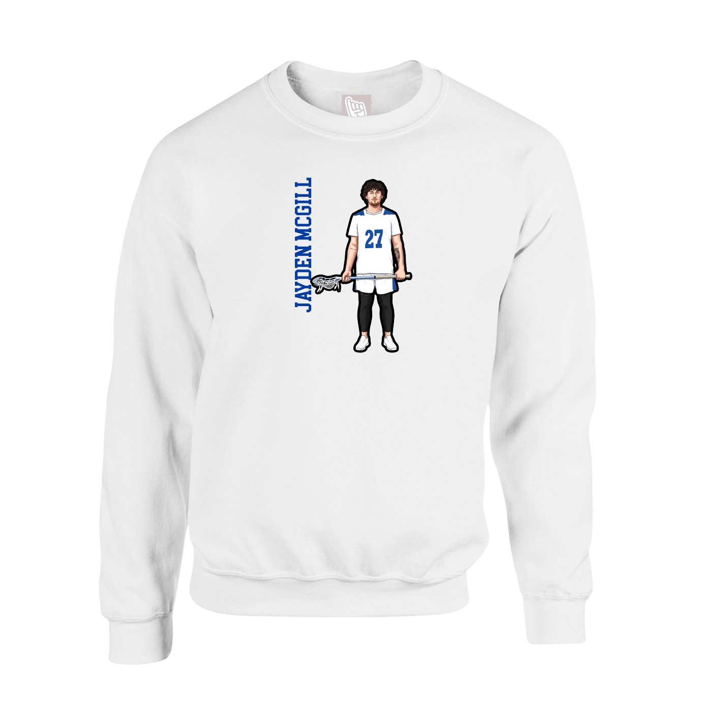 Fleece Crew — Name Vertical in White