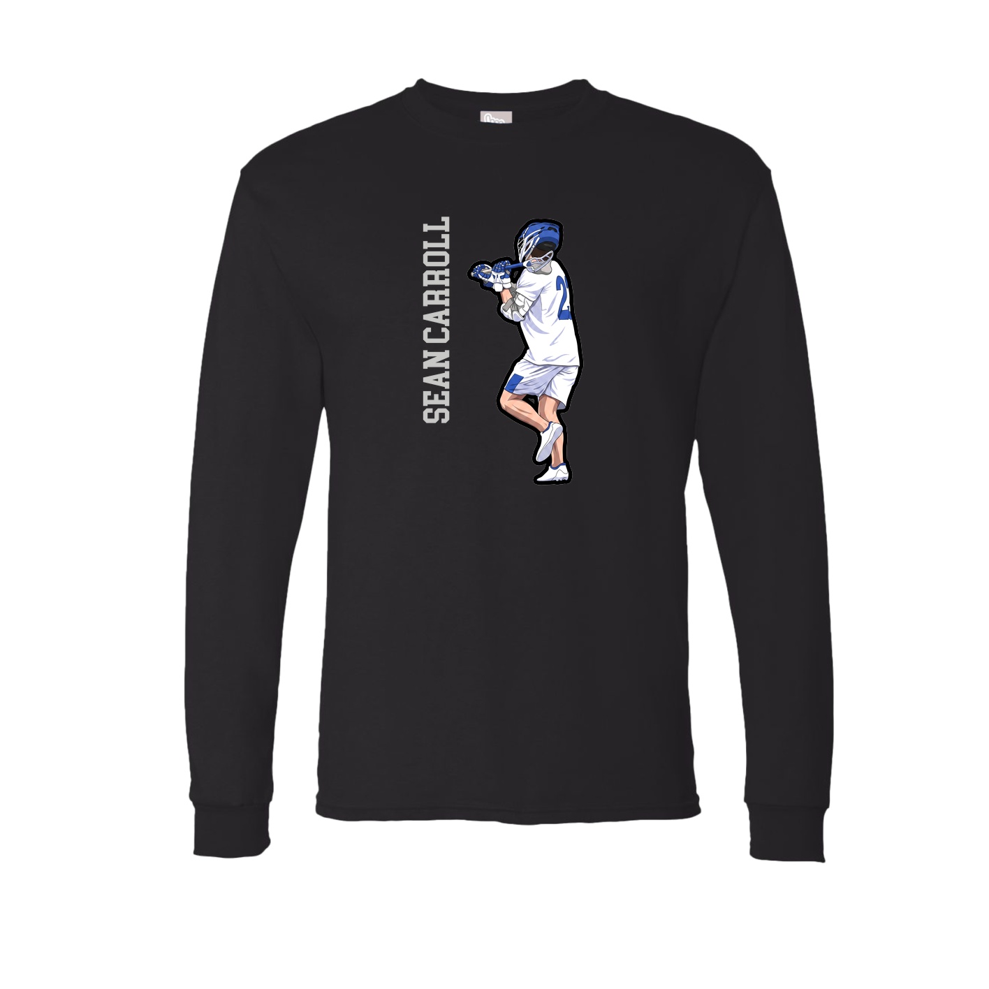 Long Sleeve Tee — Name Vertical in Black