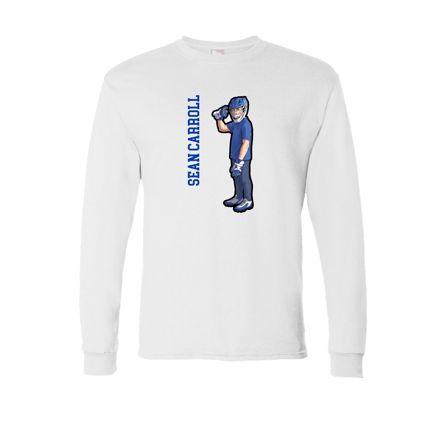 Long Sleeve Tee — Name Vertical in White