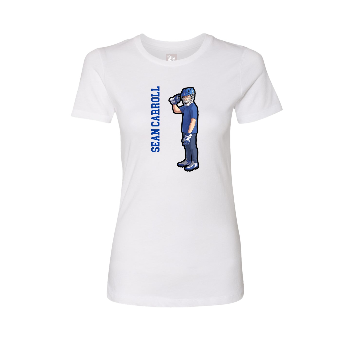 Fitted Women's Tee — Name Vertical in White