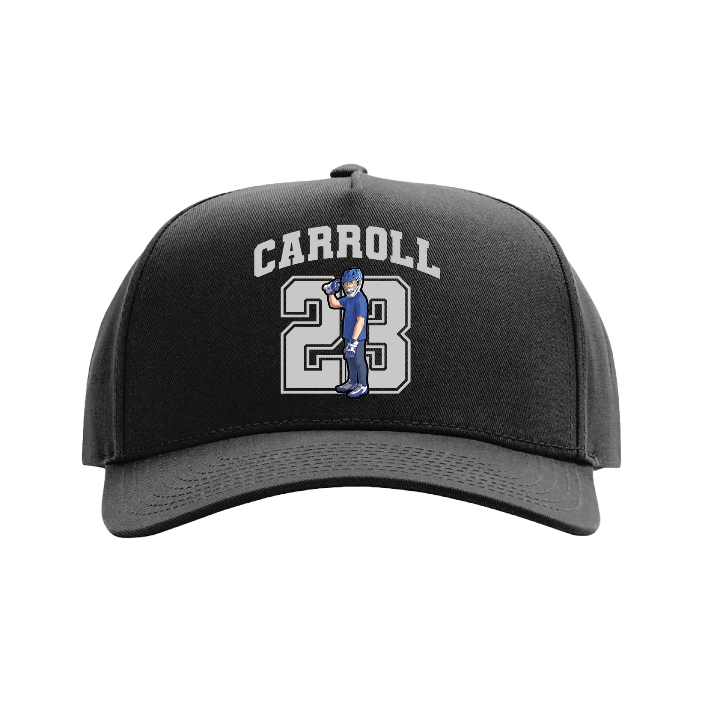 Full Fabric Five-Panel Champ Cap — Number in Black
