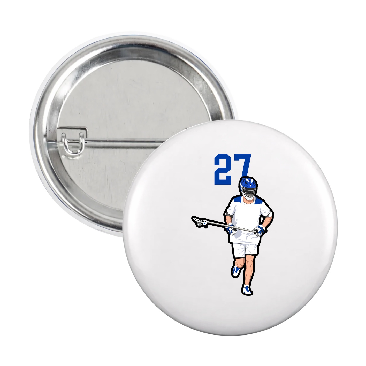 Game Day Button — Number Top in White