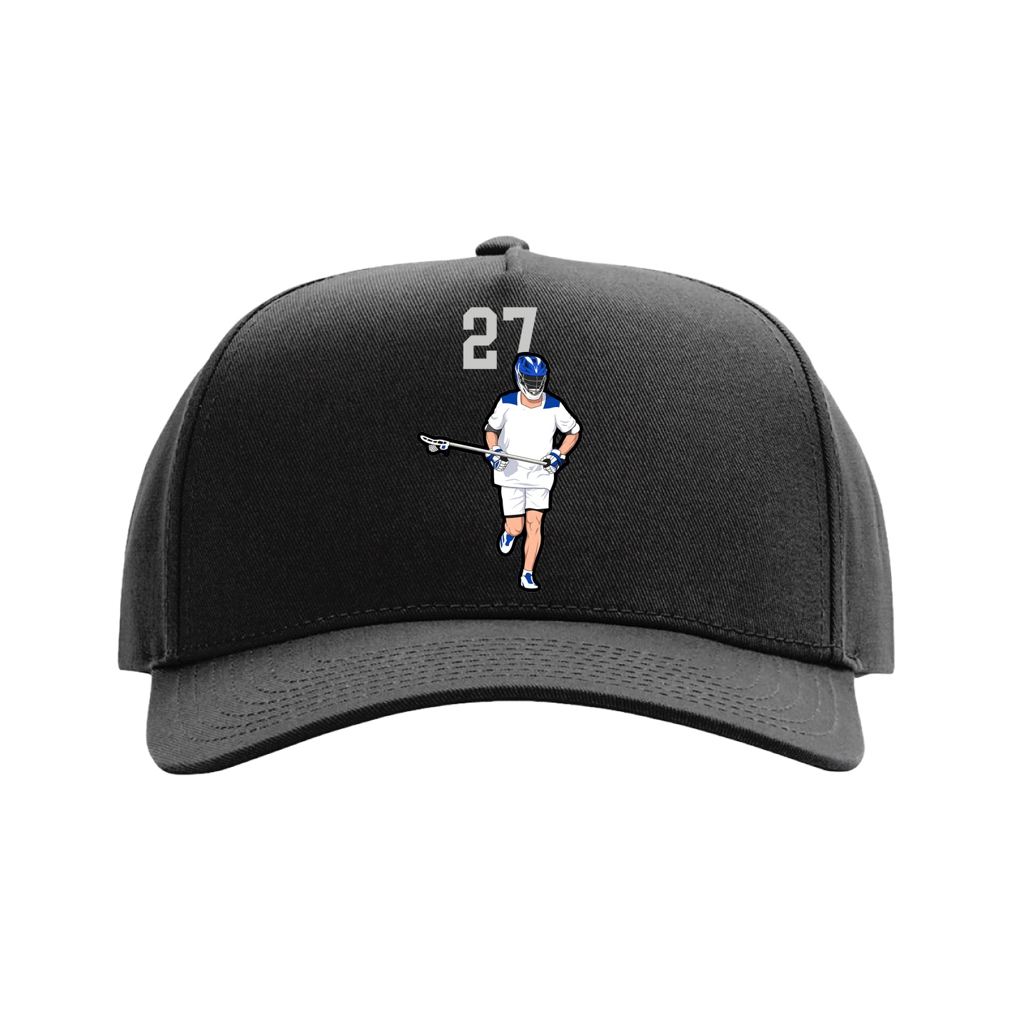 Full Fabric Five-Panel Champ Cap — Number Top in Black