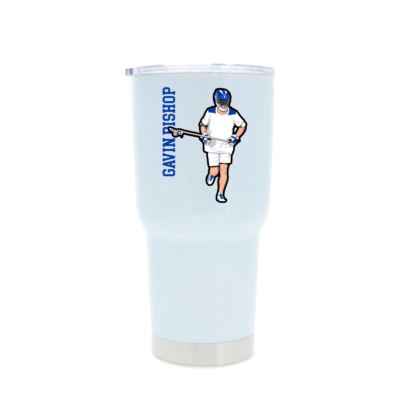 30oz Stainless Steel Tumbler — Name Vertical in White