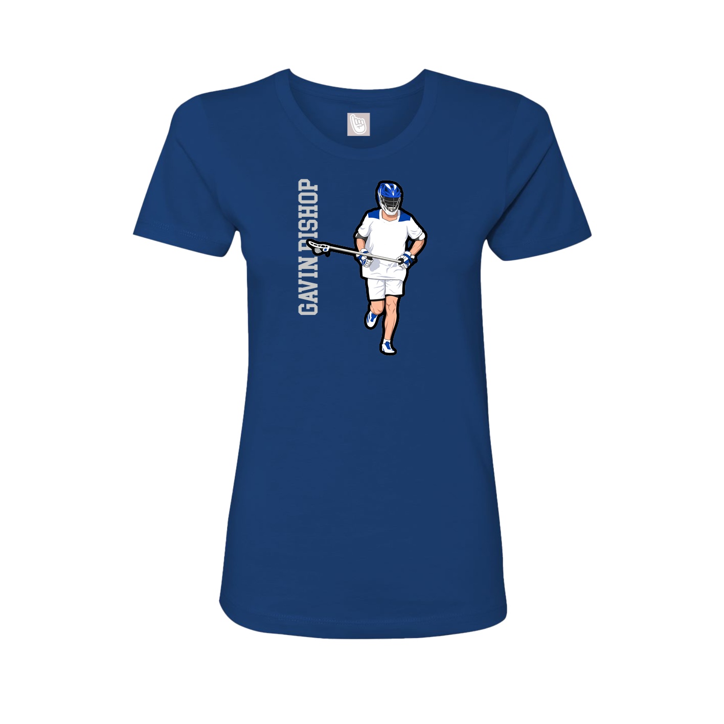 Fitted Women's Tee — Name Vertical in Royal