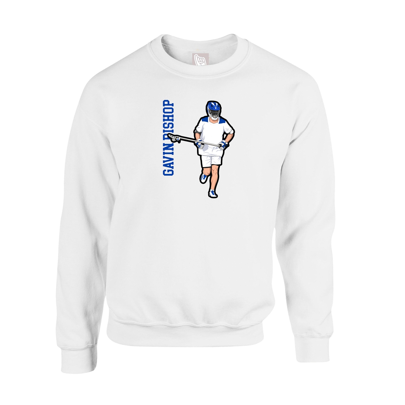 Fleece Crew — Name Vertical in White