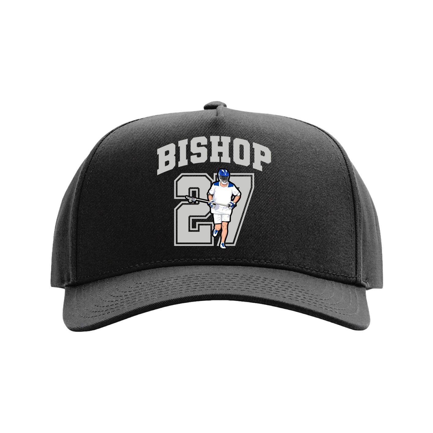 Full Fabric Five-Panel Champ Cap — Number in Black