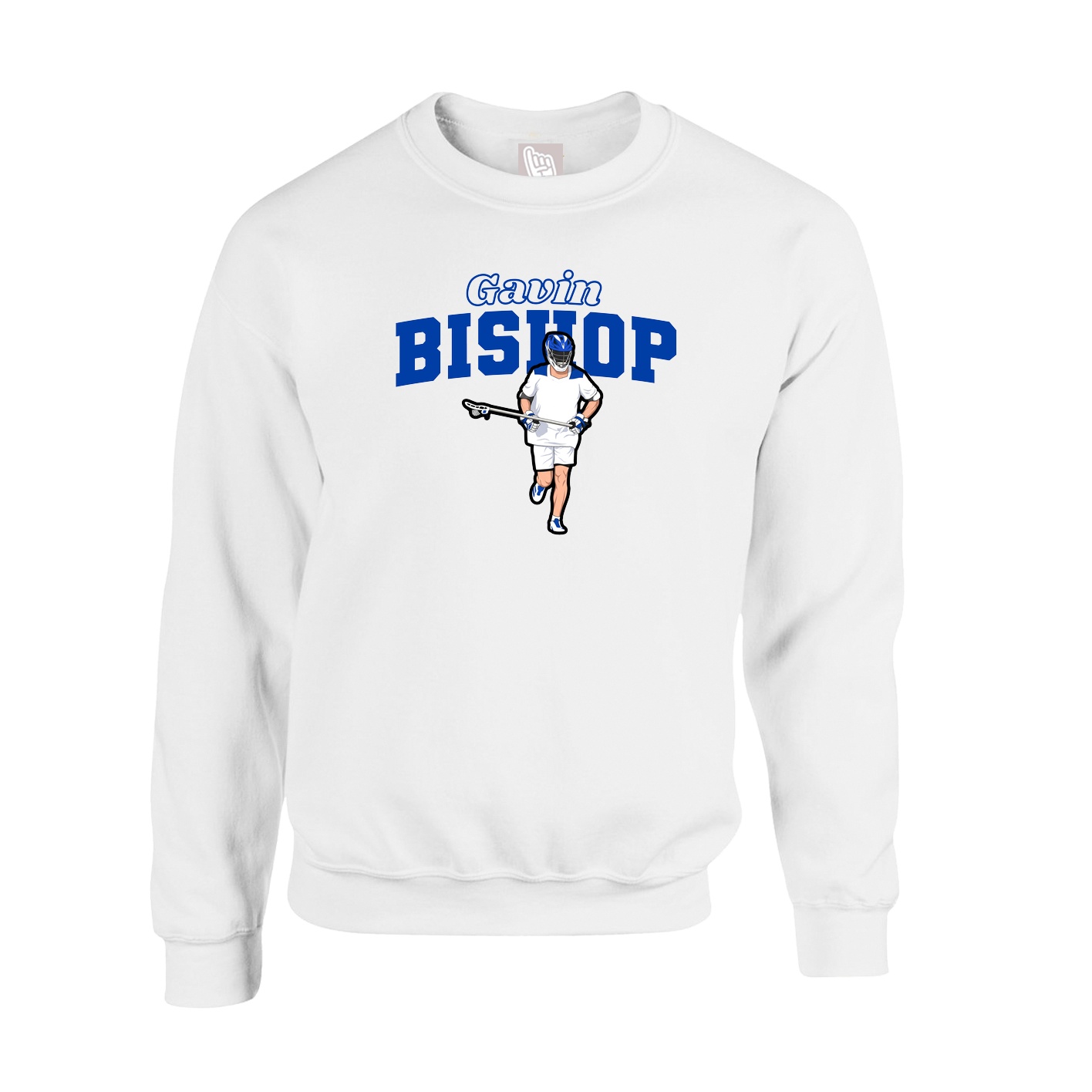 Fleece Crew — Name Arch in White