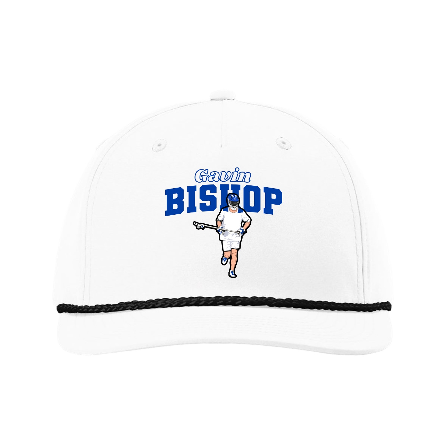 Five-Panel Classic Rope Cap — Name Arch in White