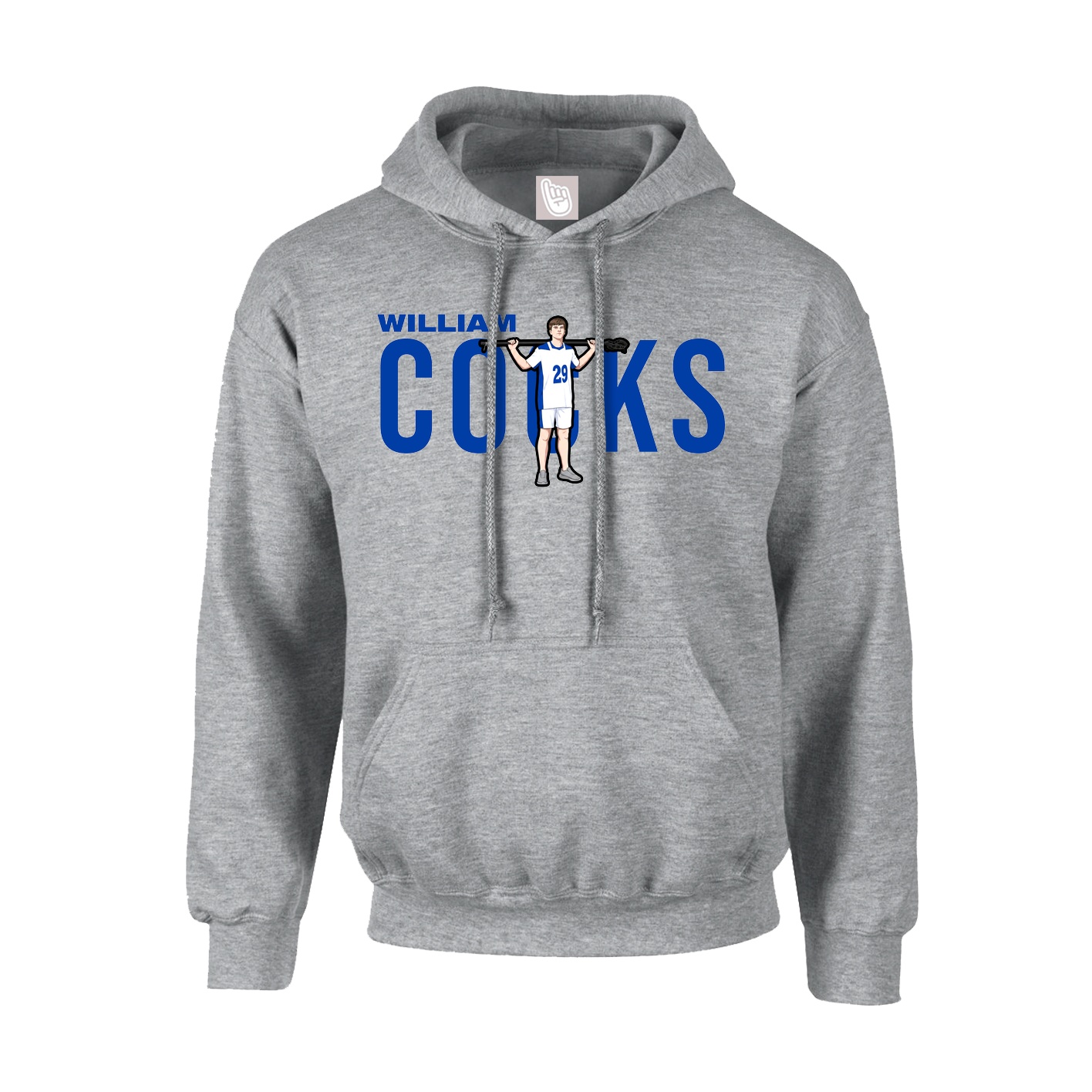 Youth Hoodie — Player Name in Grey