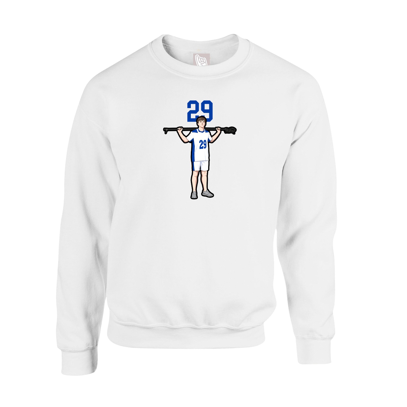 Fleece Crew — Number Top in White