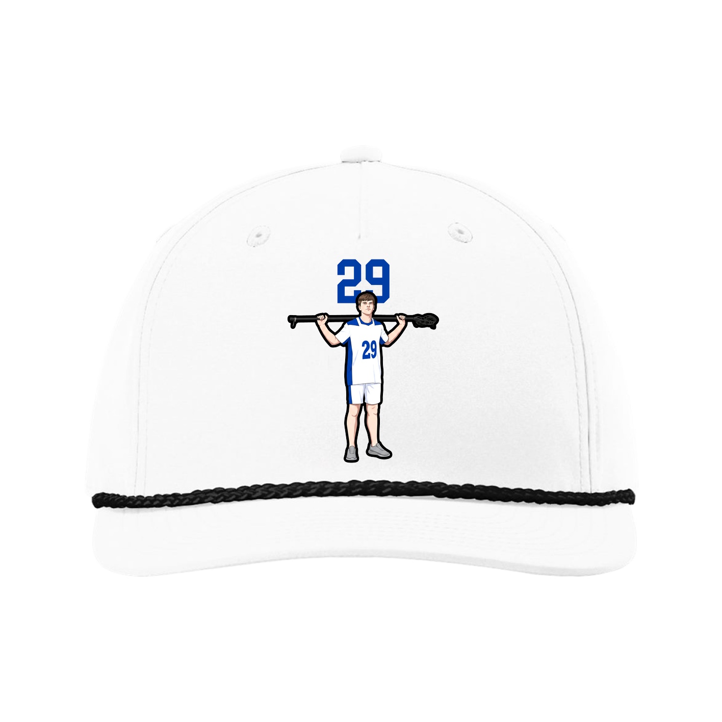 Five-Panel Classic Rope Cap — Number Top in White