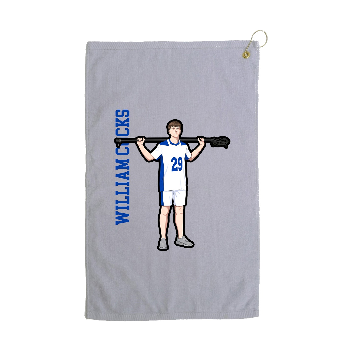 Golf Towel — Name Vertical in Grey