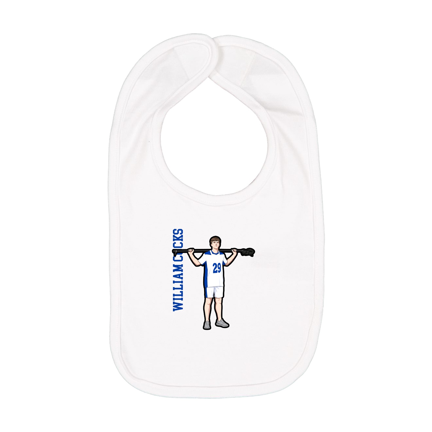 Infant Bib — Name Vertical in White
