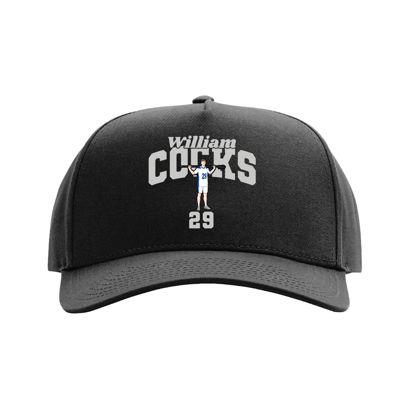 Full Fabric Five-Panel Champ Cap — Signature Arch in Black