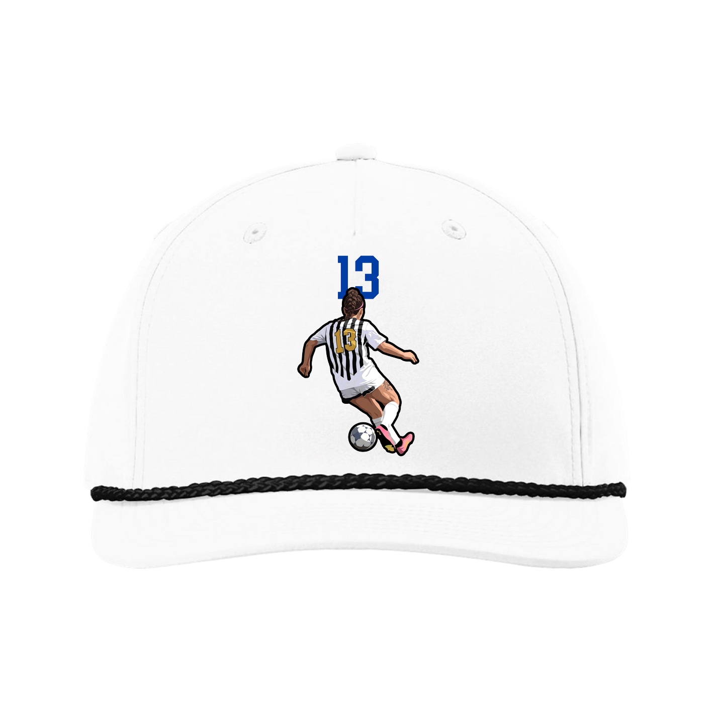 Five-Panel Classic Rope Cap — Number Top in White