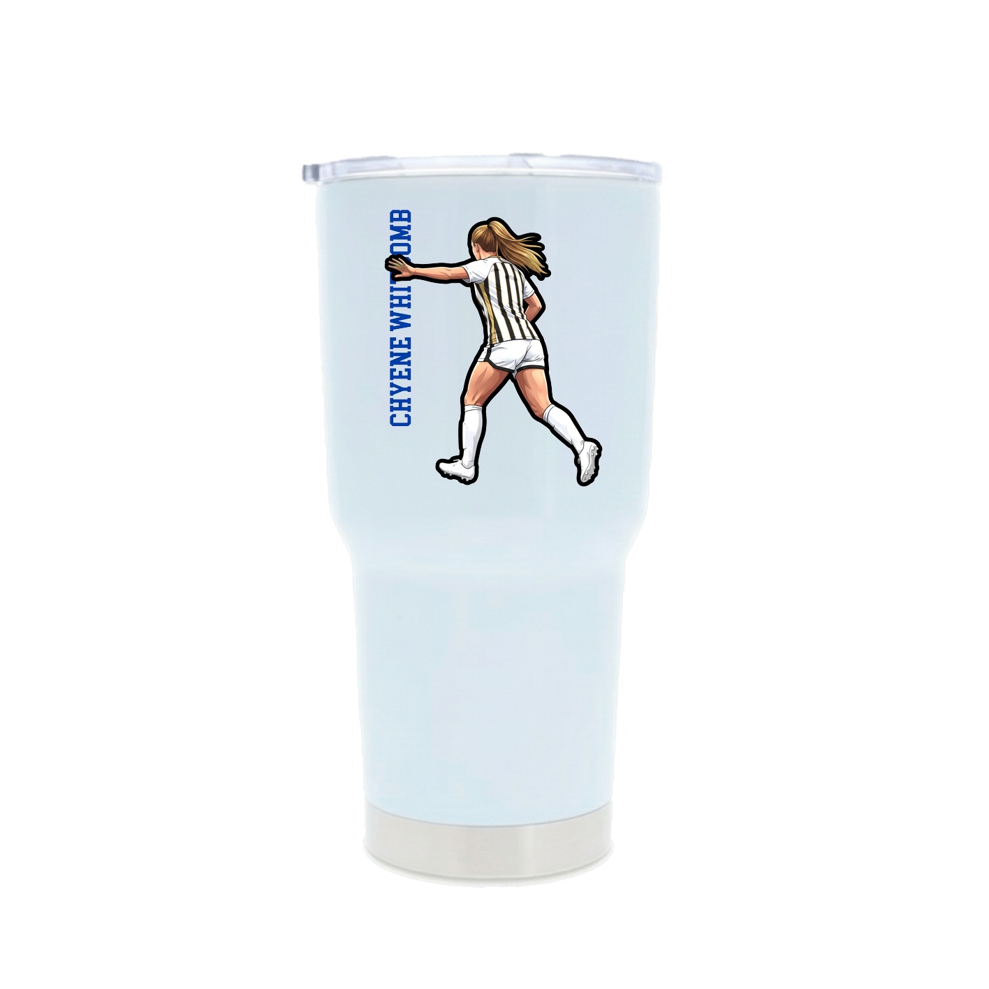 30oz Stainless Steel Tumbler — Name Vertical in White
