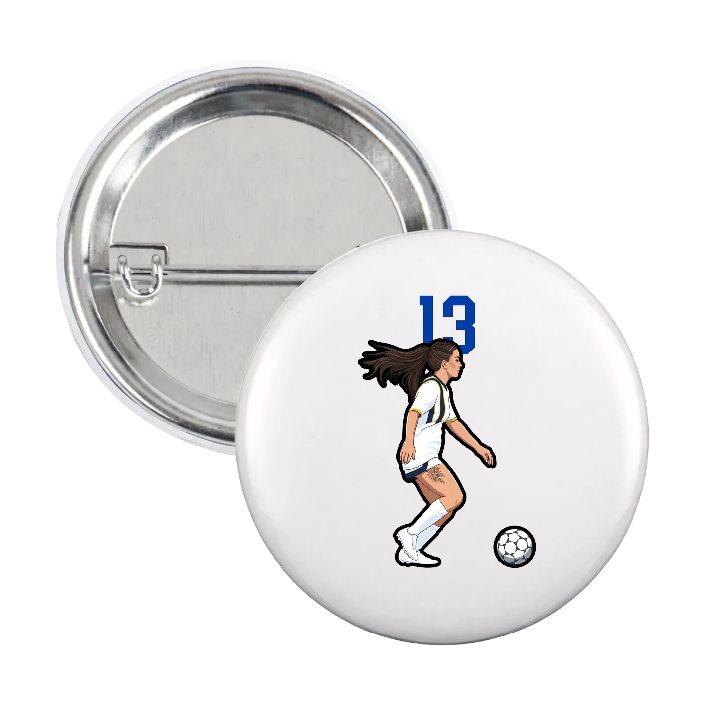 Game Day Button — Number Top in White
