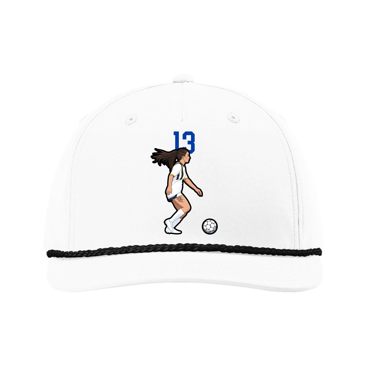 Five-Panel Classic Rope Cap — Number Top in White