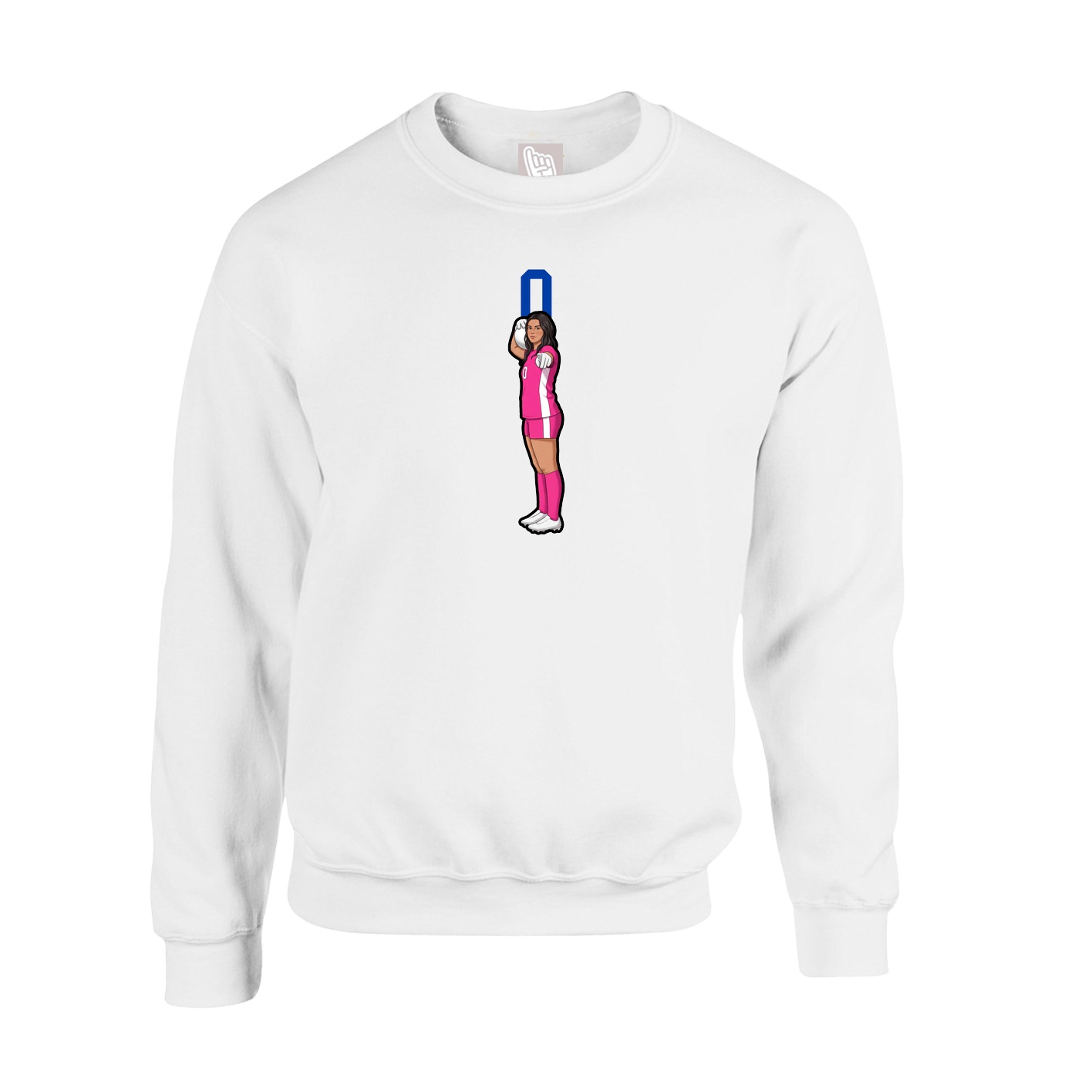 Fleece Crew — Number Top in White