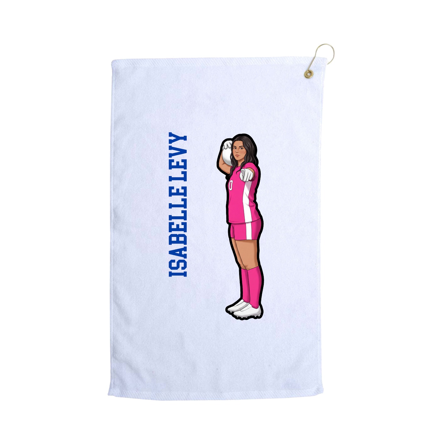 Golf Towel — Name Vertical in White
