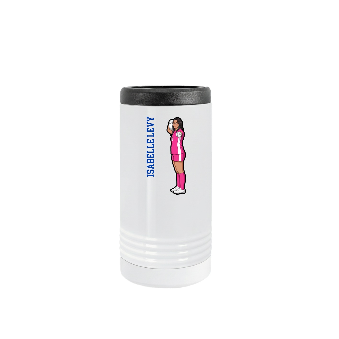 Slim Beverage Holder — Name Vertical in White